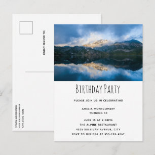 Mountains and Lake Scenic Nature Photo Birthday Invitation Postcard