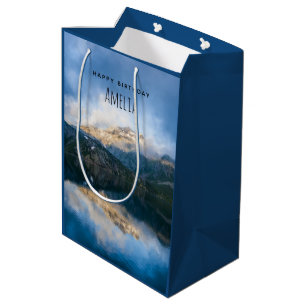 Mountains and Lake Scenic Nature Photo Birthday Medium Gift Bag