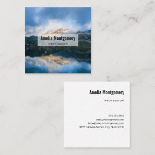 Mountains and Lake Scenic Nature Photo Square Business Card