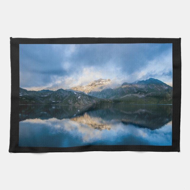 Mountains and Lake Scenic Nature Photo Tea Towel (Horizontal)