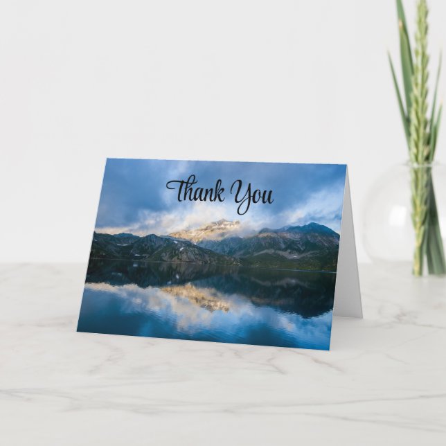 Mountains and Lake Scenic Nature Photo Thank You Card (Front)