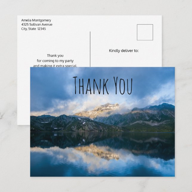 Mountains and Lake Scenic Nature Photo Thank You Postcard (Front/Back)