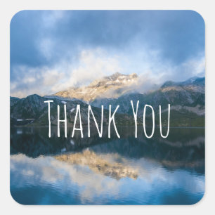 Mountains and Lake Scenic Nature Photo Thank You Square Sticker