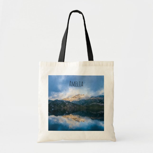 Mountains and Lake Scenic Nature Photo Tote Bag (Front)