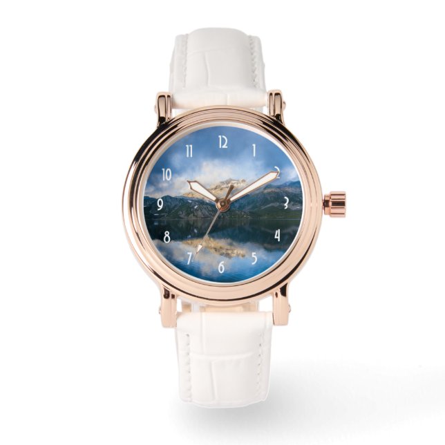 Mountains and Lake Scenic Nature Photo Watch (Front)