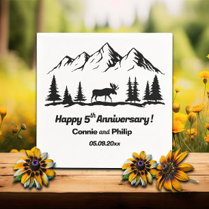 Mountains and Moose 5th Wedding Anniversary Napkin