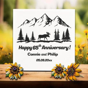 Mountains and Moose 65th Wedding Anniversary Napkin
