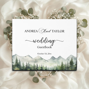 Mountains and Pines Elegant Wedding Guest Book