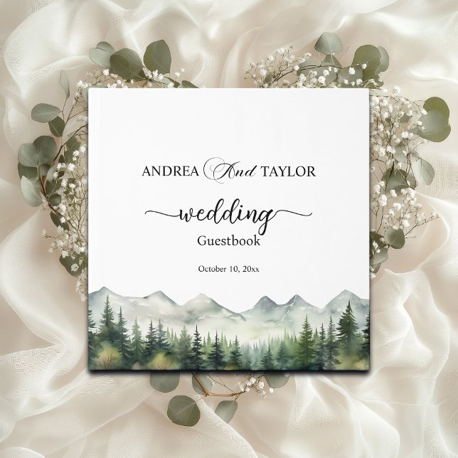 Mountains and Pines Elegant Wedding Guest Book (Creator Uploaded)