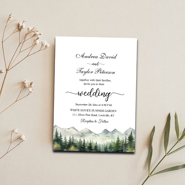 Mountains and Pines Elegant Wedding Invitation (Creator Uploaded)