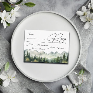 Mountains and Pines Wedding RSVP Card