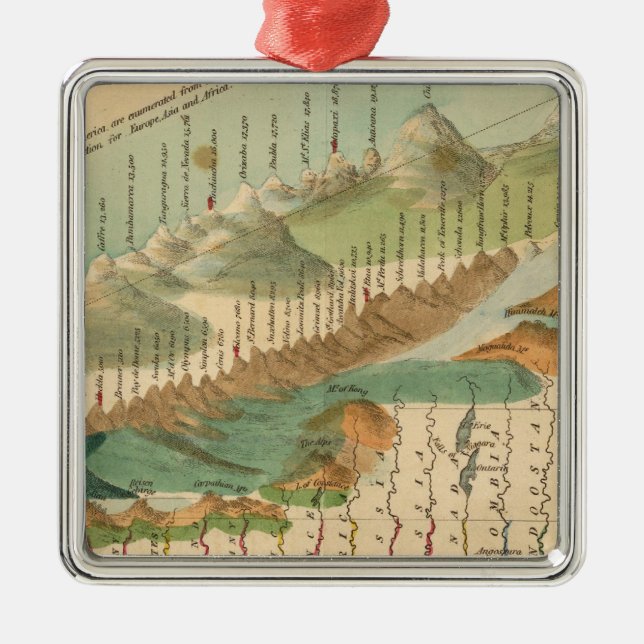 Mountains and Rivers Map Metal Tree Decoration (Front)