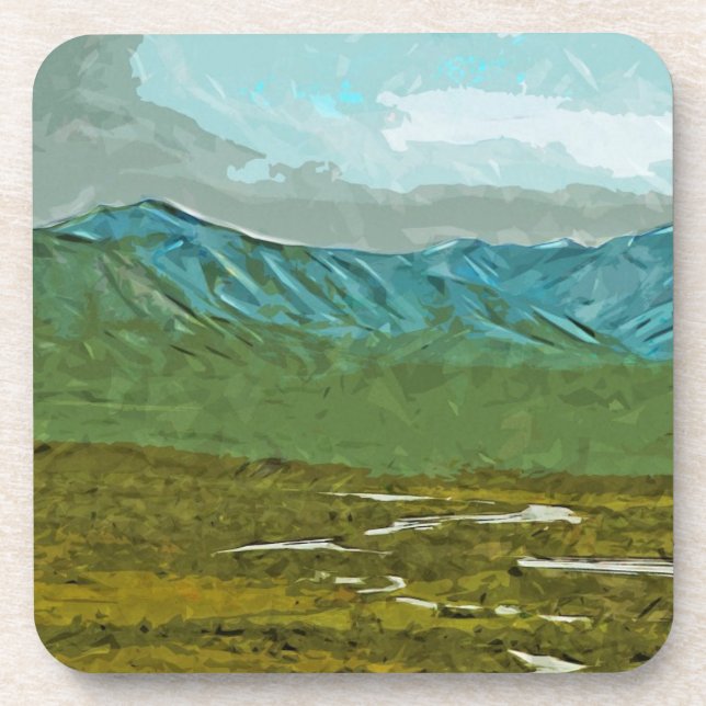 Mountains and Rivers of Denali Abstract Coaster (Front)