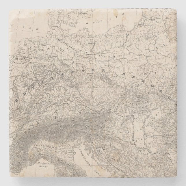 Mountains and Rivers of Europe Stone Coaster (Front)
