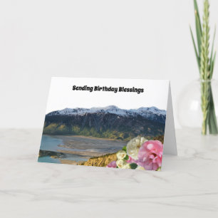 Mountains and Roses Birthday Card