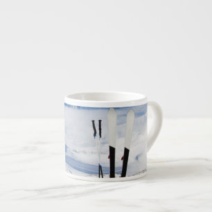 Mountains and ski equipment espresso cup