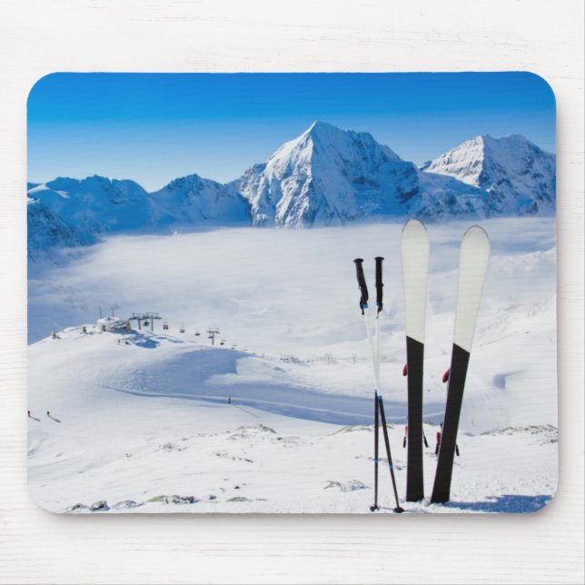 Mountains and ski equipment mouse mat (Front)