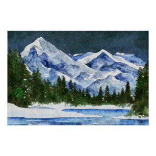 Mountains and Stream Poster