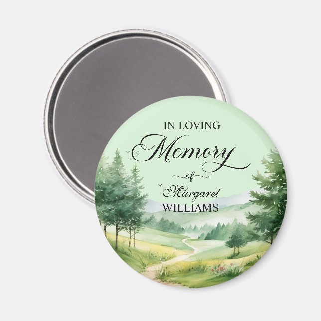 Mountains and Trees Celebration Of Life Funeral Magnet (Front/Back)