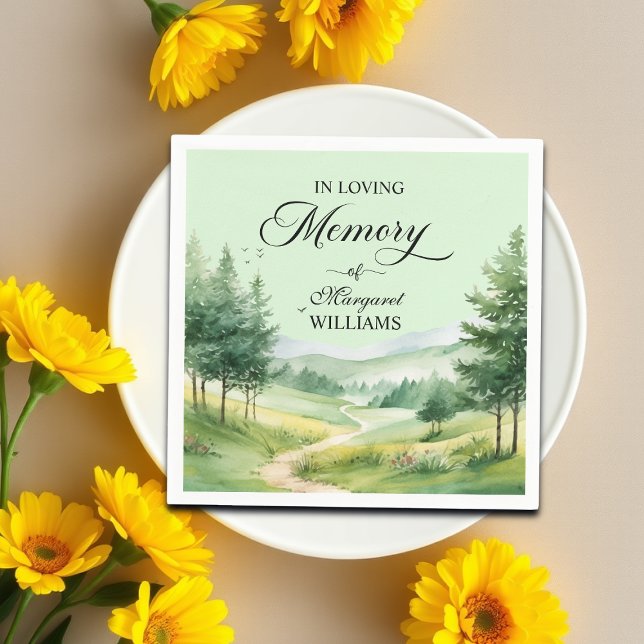 Mountains and Trees Celebration Of Life Funeral Napkin (Creator Uploaded)