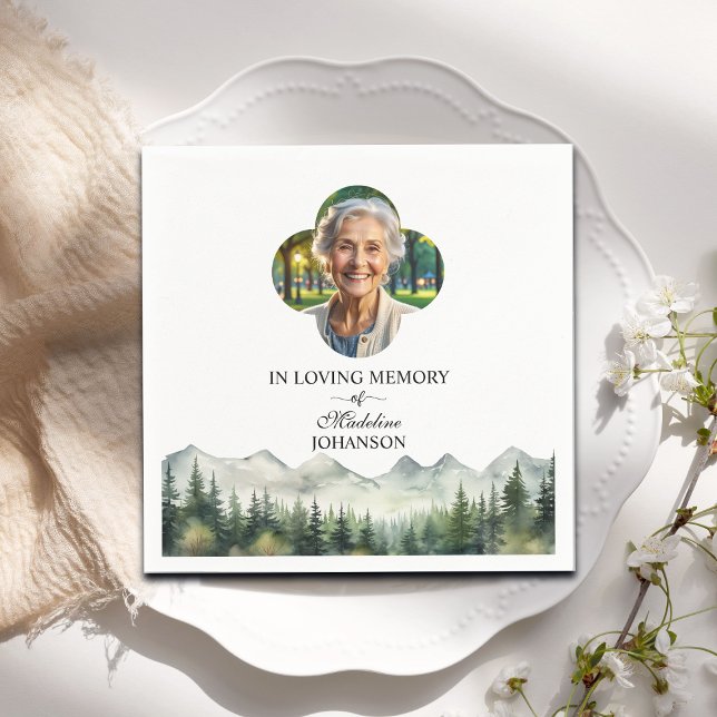 Mountains and Trees Celebration Of Life Funeral Napkin (Creator Uploaded)