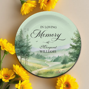 Mountains and Trees Celebration Of Life Funeral Paper Plate