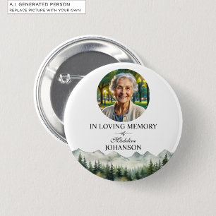 Mountains and Trees Celebration Of Life Keepsake 6 Cm Round Badge