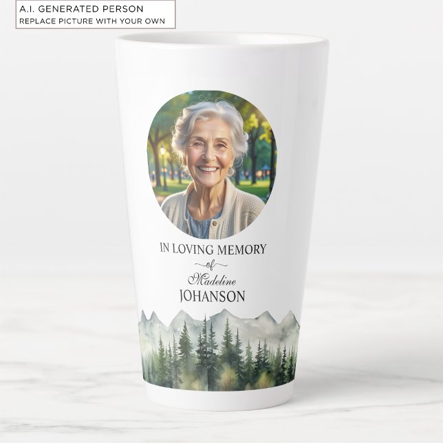 Mountains and Trees Celebration Of Life Keepsake Latte Mug (Creator Uploaded)