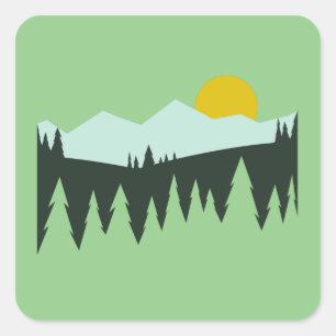 Mountains and Trees Stickeres Square Sticker