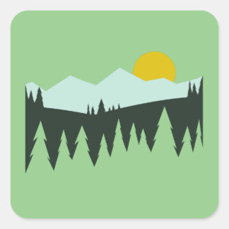Mountains and Trees Stickeres Square Sticker