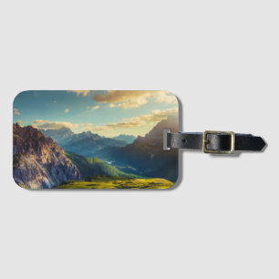 Mountains and Valley at Sunset Luggage Tag