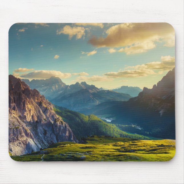 Mountains and Valley at Sunset Mouse Mat (Front)