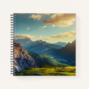 Mountains and Valley at Sunset Notebook