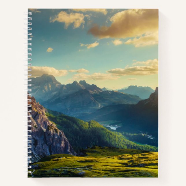 Mountains and Valley at Sunset Notebook (Front)