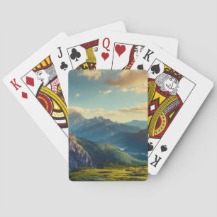 Mountains and Valley at Sunset Playing Cards