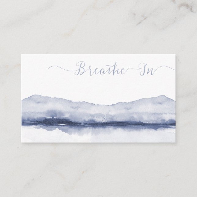 Mountains and Water Blush and Grey Abstract Waterc Business Card (Front)