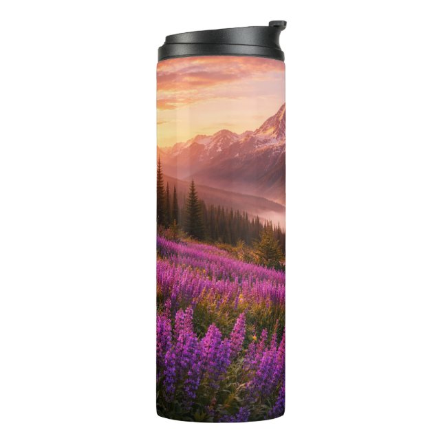 Mountains and Wildflowers - 16 oz Thermal Tumbler (Rotated Left)