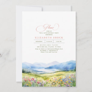 Mountains and Wildflowers Elegant Birthday Party Invitation