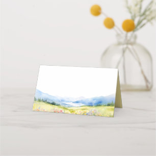 Mountains and Wildflowers Elegant Wedding Place Card