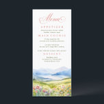 Mountains and Wildflowers Landscape Wedding Menu<br><div class="desc">Wildflowers and mountains watercolor wedding menu cards</div>