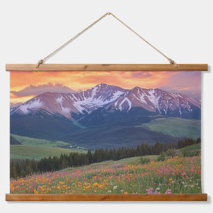 Mountains and Wildflowers Print Colorado Hanging Tapestry