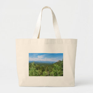 mountains and wooded valleys at golden gate canyon large tote bag