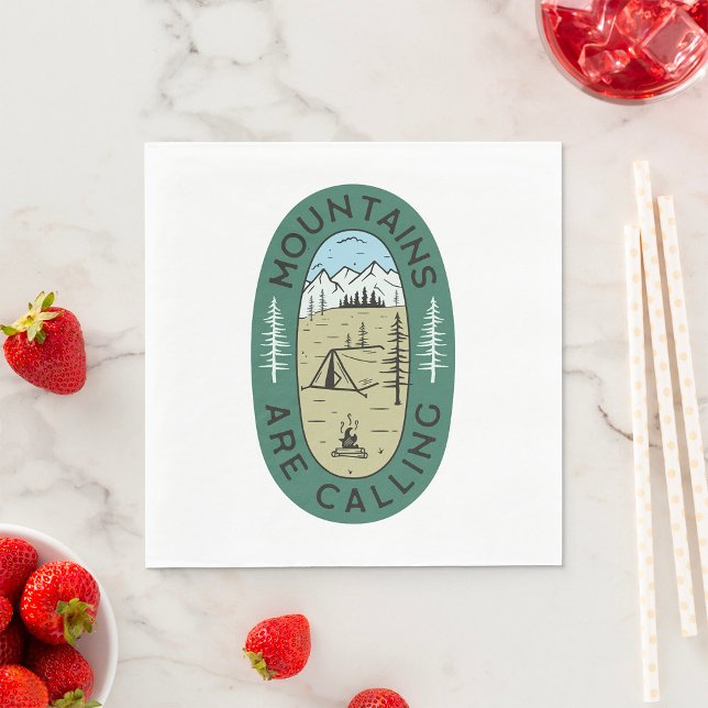 Mountains Are Calling Adventure Outdoor Hiking Napkin (Creator Uploaded)