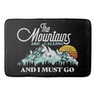 Mountains are Calling I Must Go Retro 80s Bath Mat