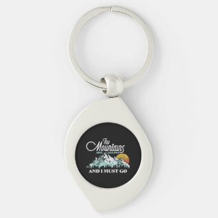 Mountains are Calling I Must Go Retro 80s Key Ring
