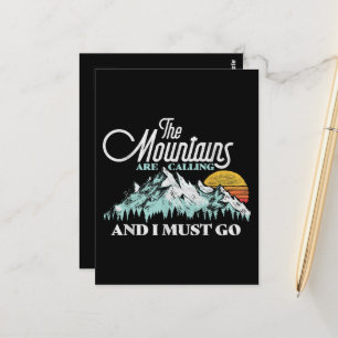 Mountains are Calling I Must Go Retro 80s Postcard