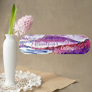 Mountains are Calling Pristine Snow Abstract Alps  Skateboard