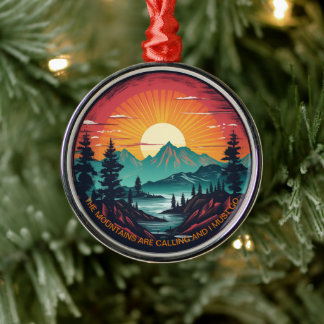 Mountains Are Calling Quote Christmas Ornament