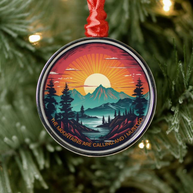 Mountains Are Calling Quote Christmas Ornament (Tree)