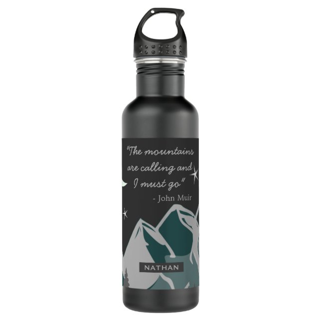 Mountains Are Calling Quote Night Landscape 710 Ml Water Bottle (Front)